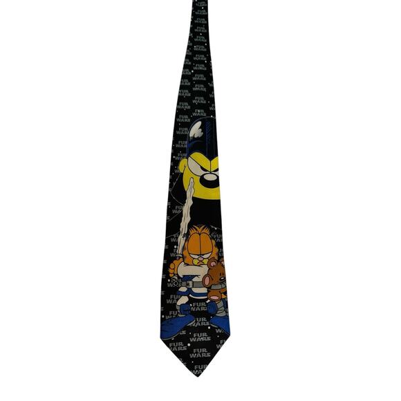 Paws Addiction Garfield Odie Fur Wars Star Wars Spoof Cartoon Vintage Necktie - Picture 3 of 7